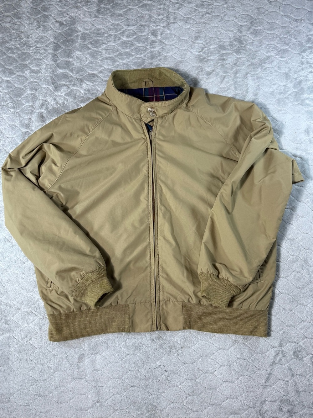 Vintage L.L. Bean Women’s XL USA Khaki Plaid Lined Bomber Jacket